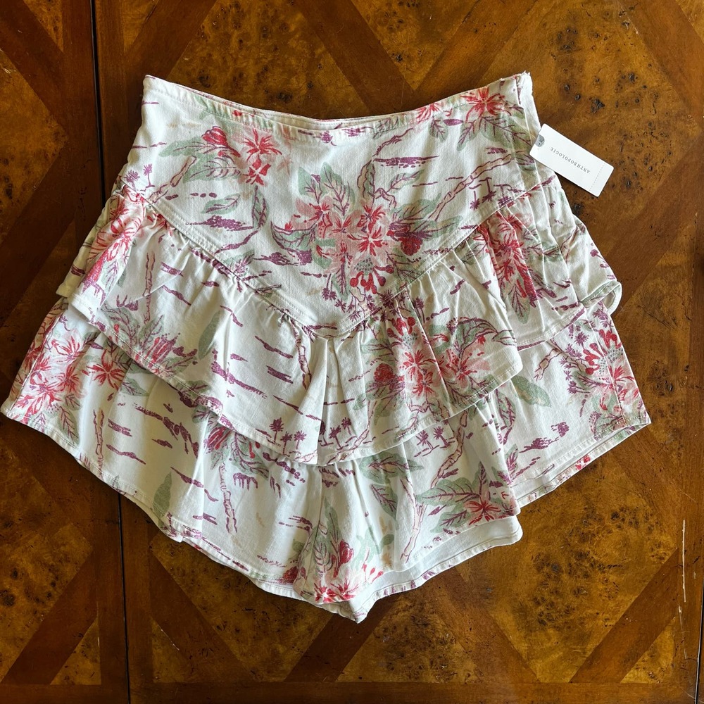Anthropologie Mother Ruffle Mini Skirt in Aloha Size 28 NWT